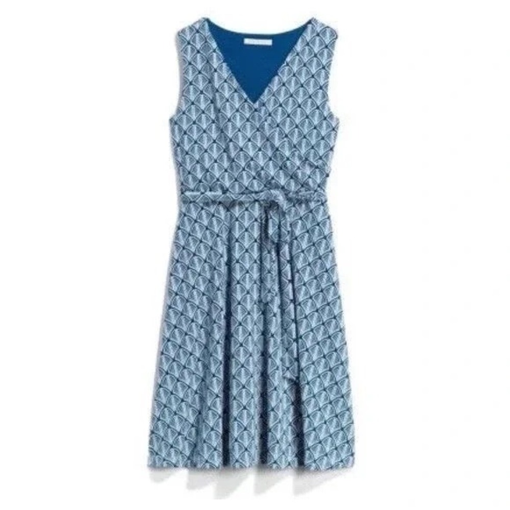 NWT 41 Hawthorn Stitch Fix Lorene Faux Wrap Knit Dress Sleeveless Blue Large - Picture 4 of 4